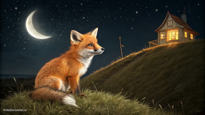 The same fox cub scene as a classic storybook illustration by Recraft V3