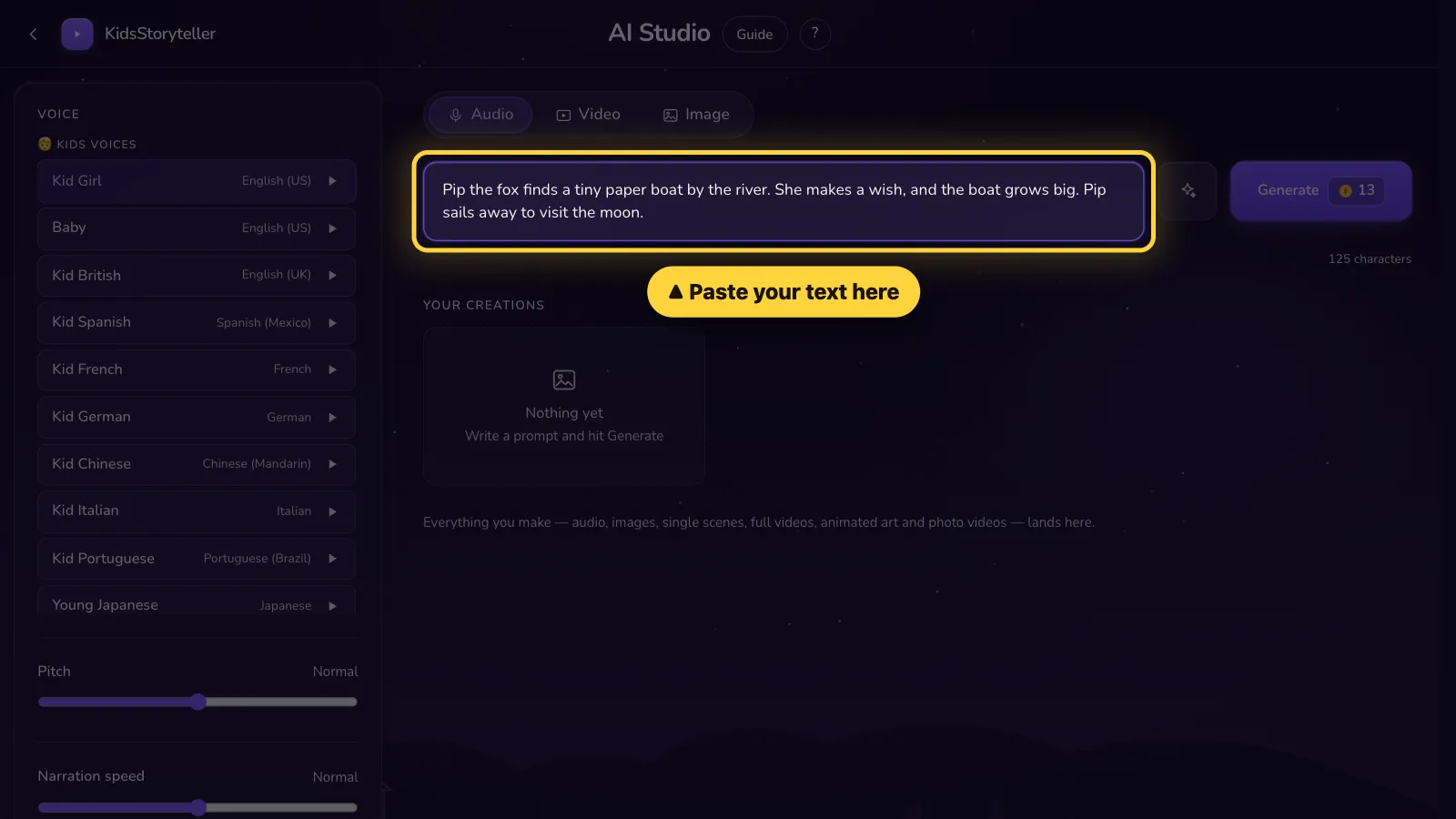 Step 2: Paste your text in the box.